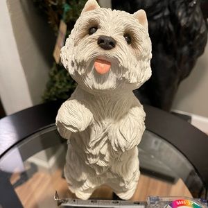 Heavy SandiCast Westie statue. Approx 4”W x 9”H.